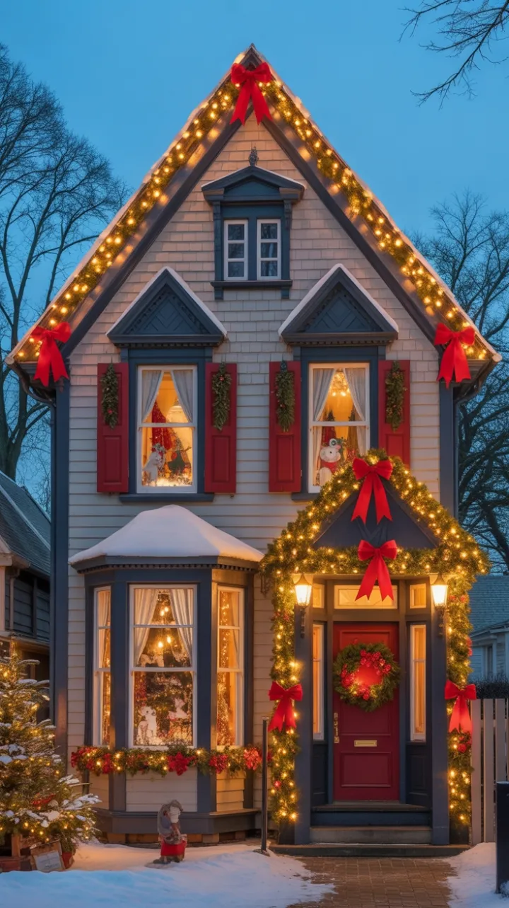 Victorian Home Wrapped in Twinkling Christmas Joy