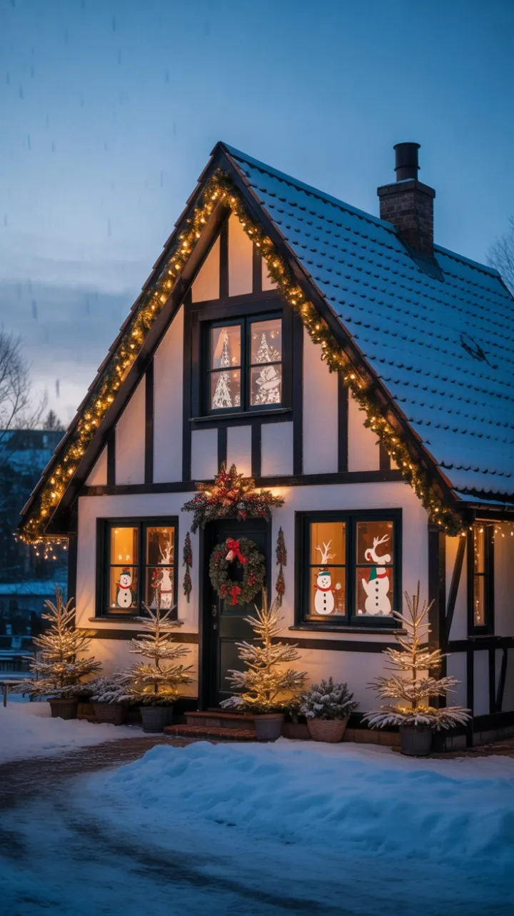 Snow-Kissed Cottage Aglow with Christmas Magic
