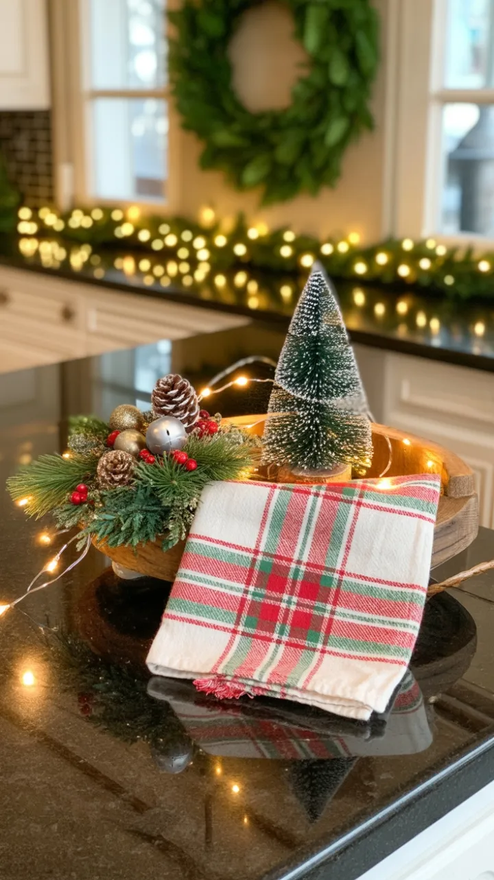 Twinkling Holiday Hearth on a Cozy Kitchen Counter