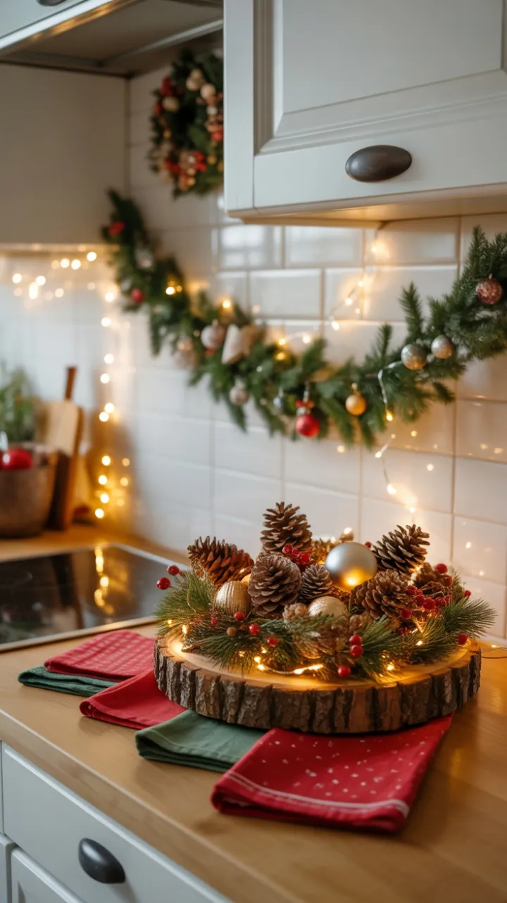 Cozy Twinkling Christmas Kitchen Nook