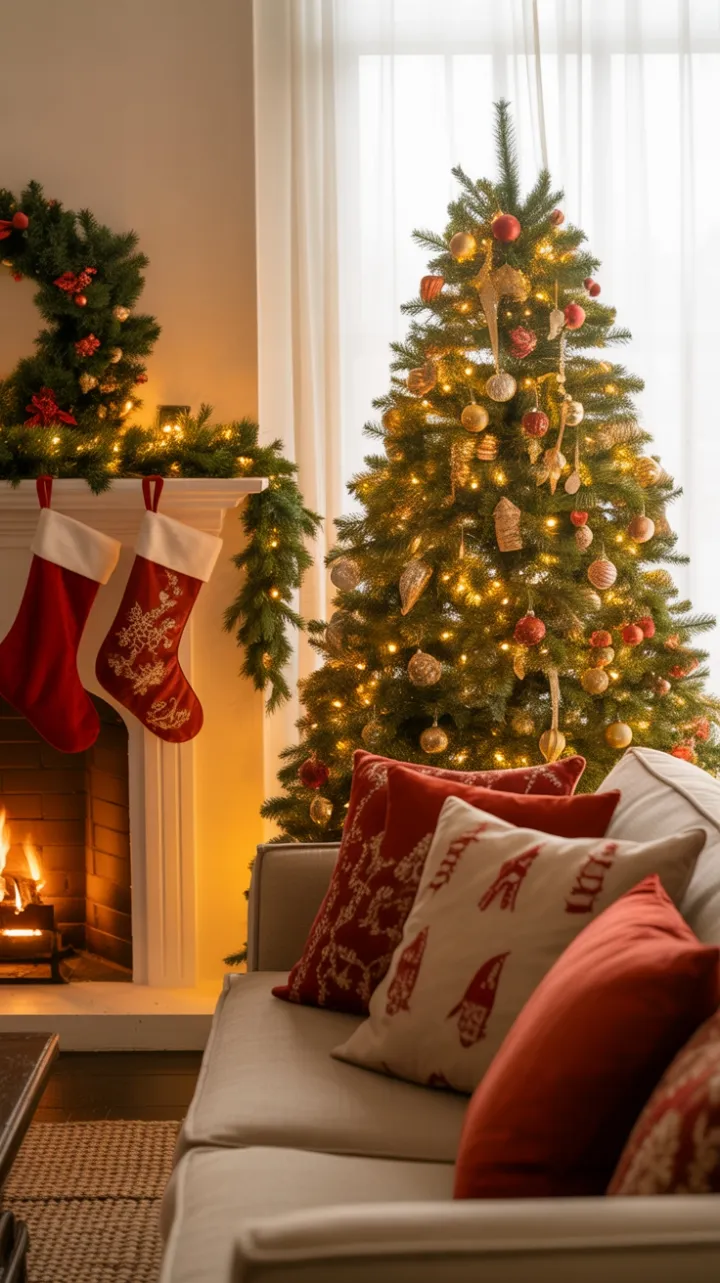 A Cozy Christmas Hearth Bathed in Golden Light