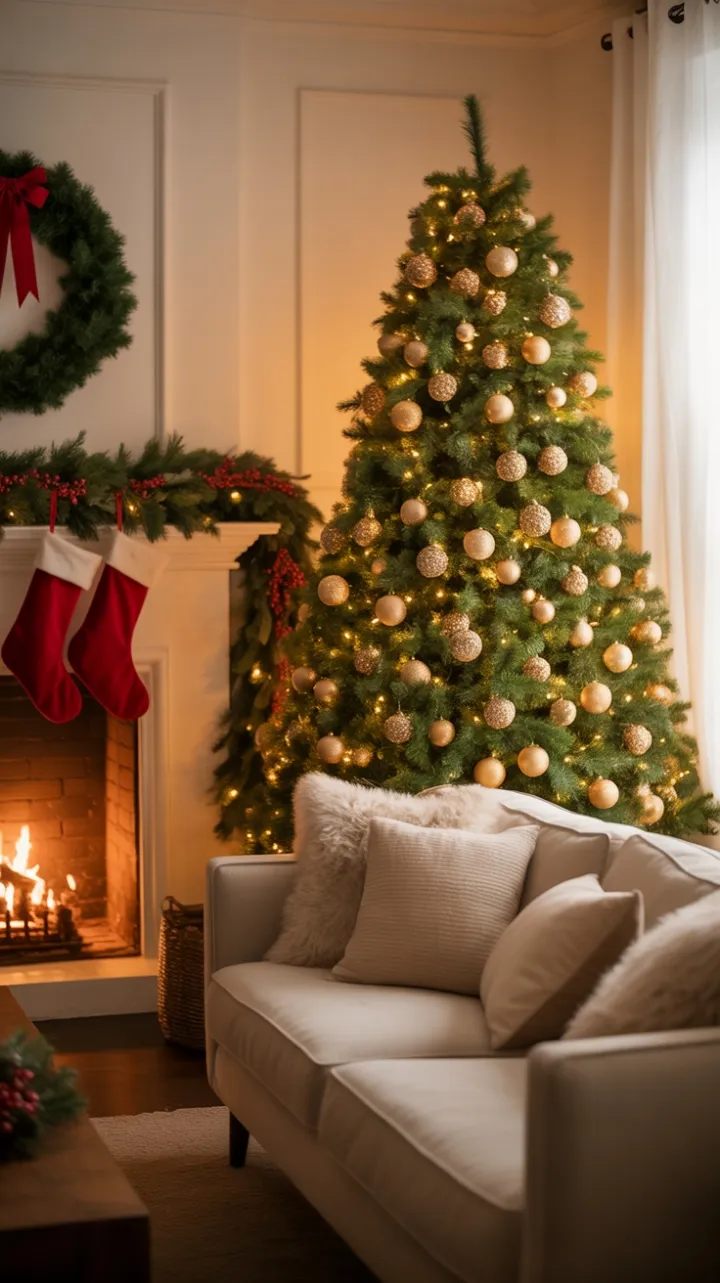Warm Hearth and Twinkling Pines for a Cozy Christmas Evening