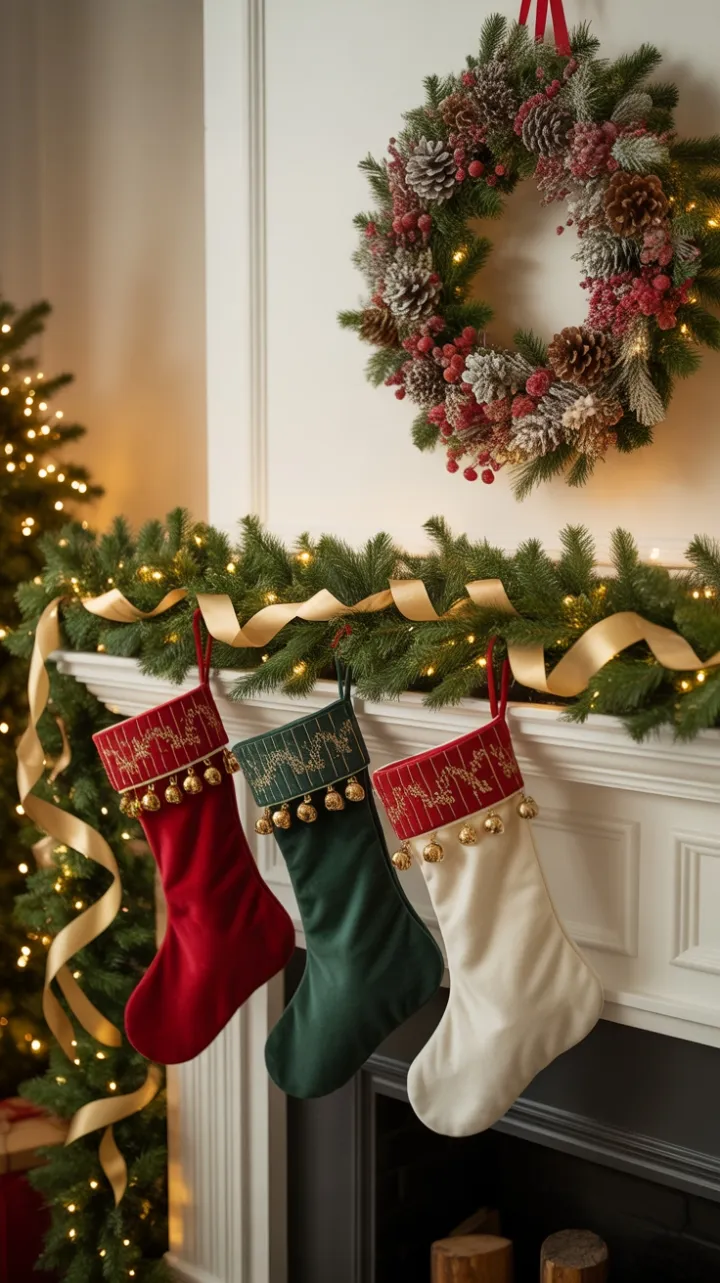 Velvet Stockings and Golden Lights on a Hearth of Holiday Cheer