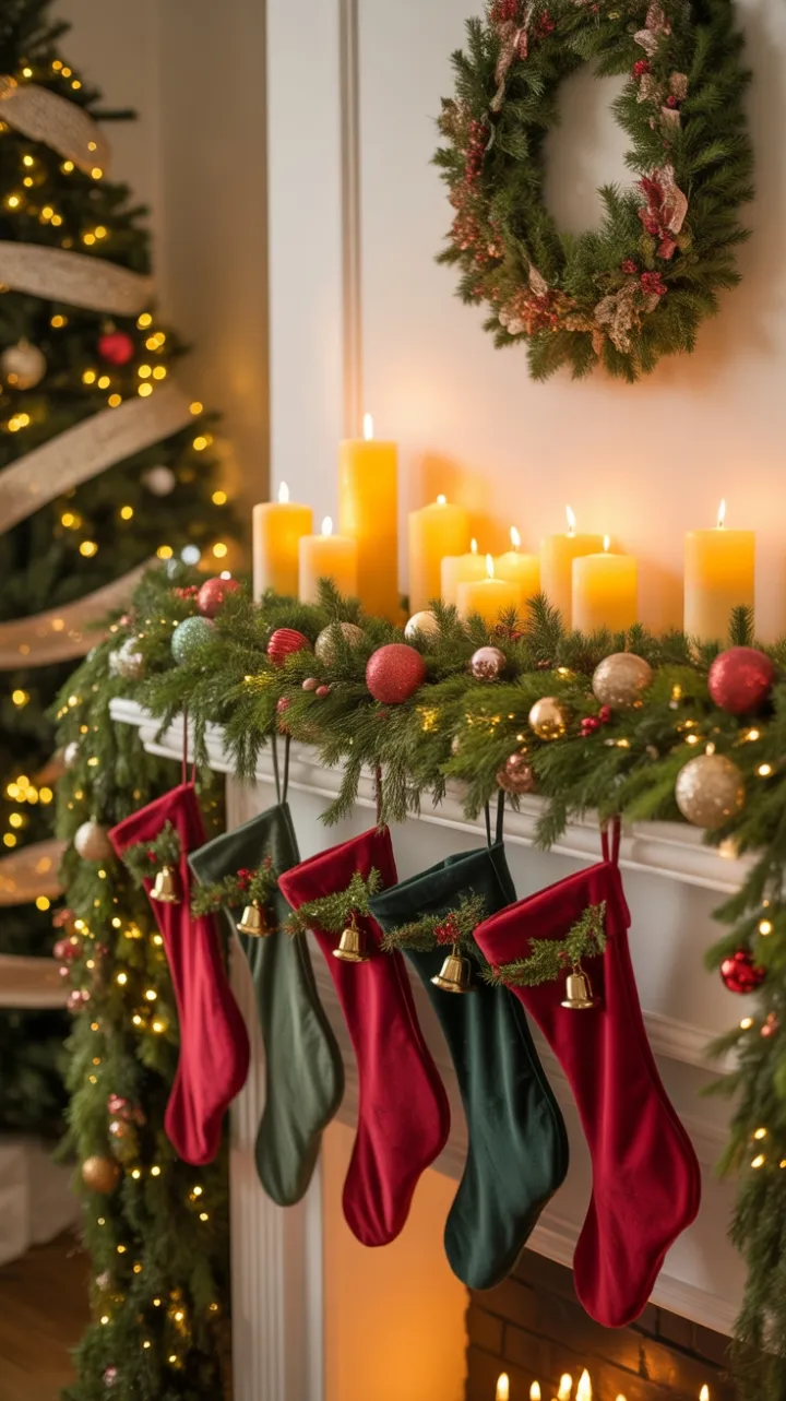Warmth and Wonder on a Velvet-Trimmed Christmas Mantel