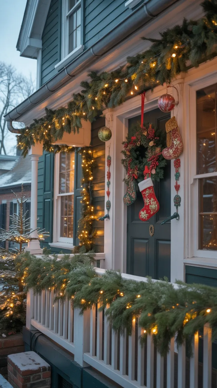 Snow-Kissed Victorian Home Wrapped in Twinkling Lights and Holiday Cheer