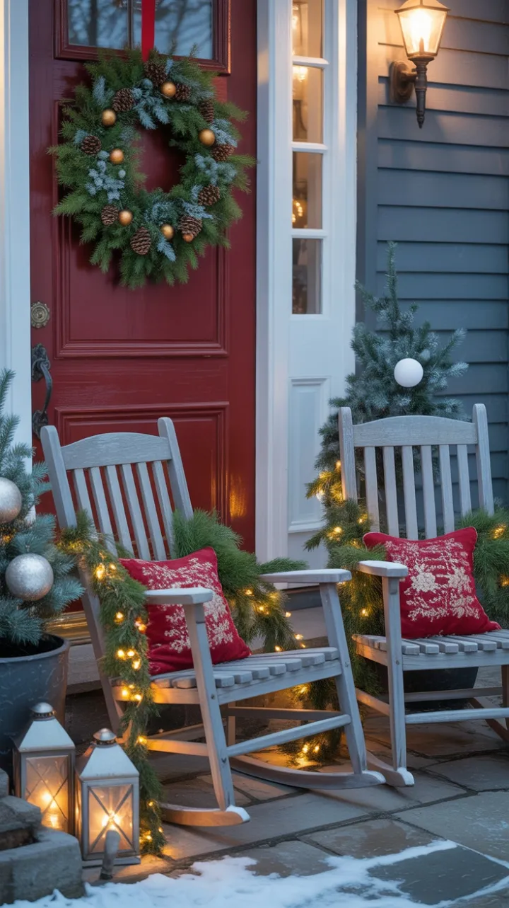 A Warm Holiday Welcome on a Snow-Kissed Porch