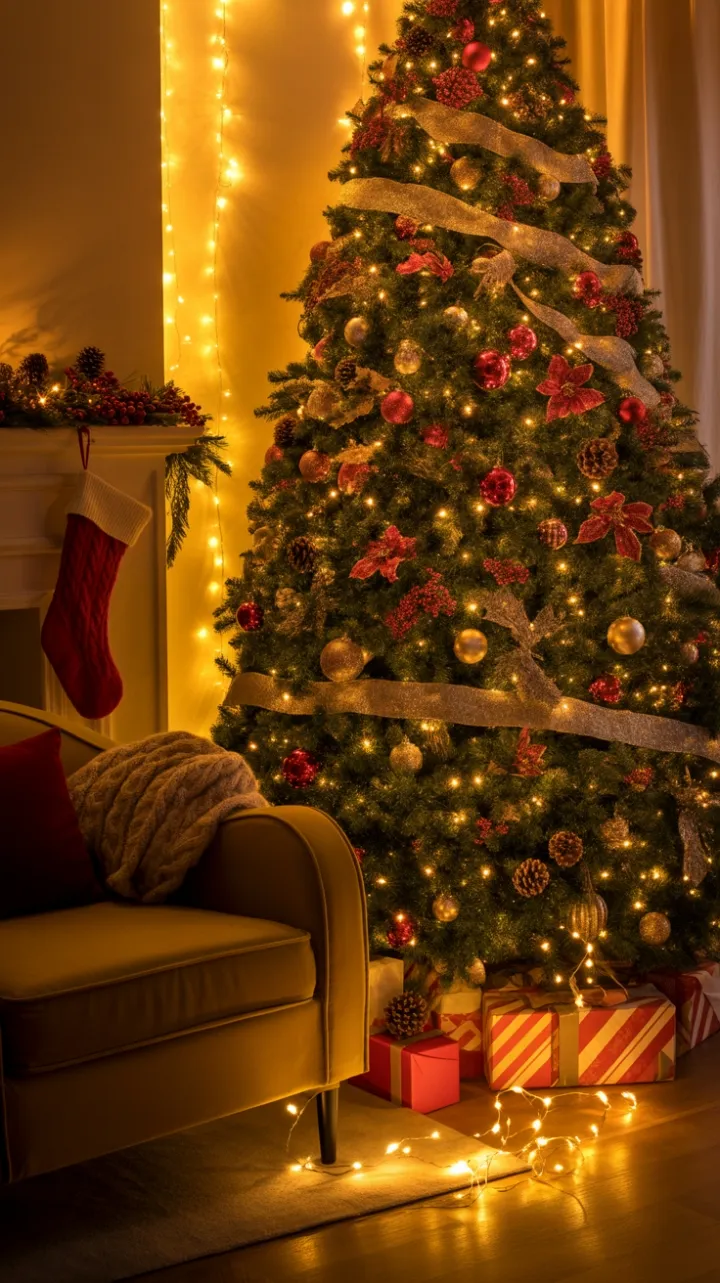 Warmth and Wonder in a Rustic Christmas Living Room