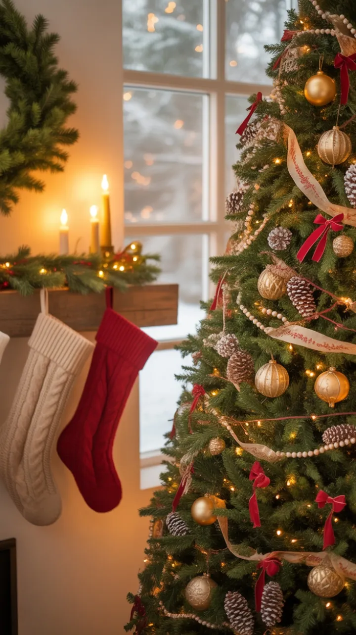 Snowfall and Candlelight A Cozy Antique Gold and Crimson Christmas