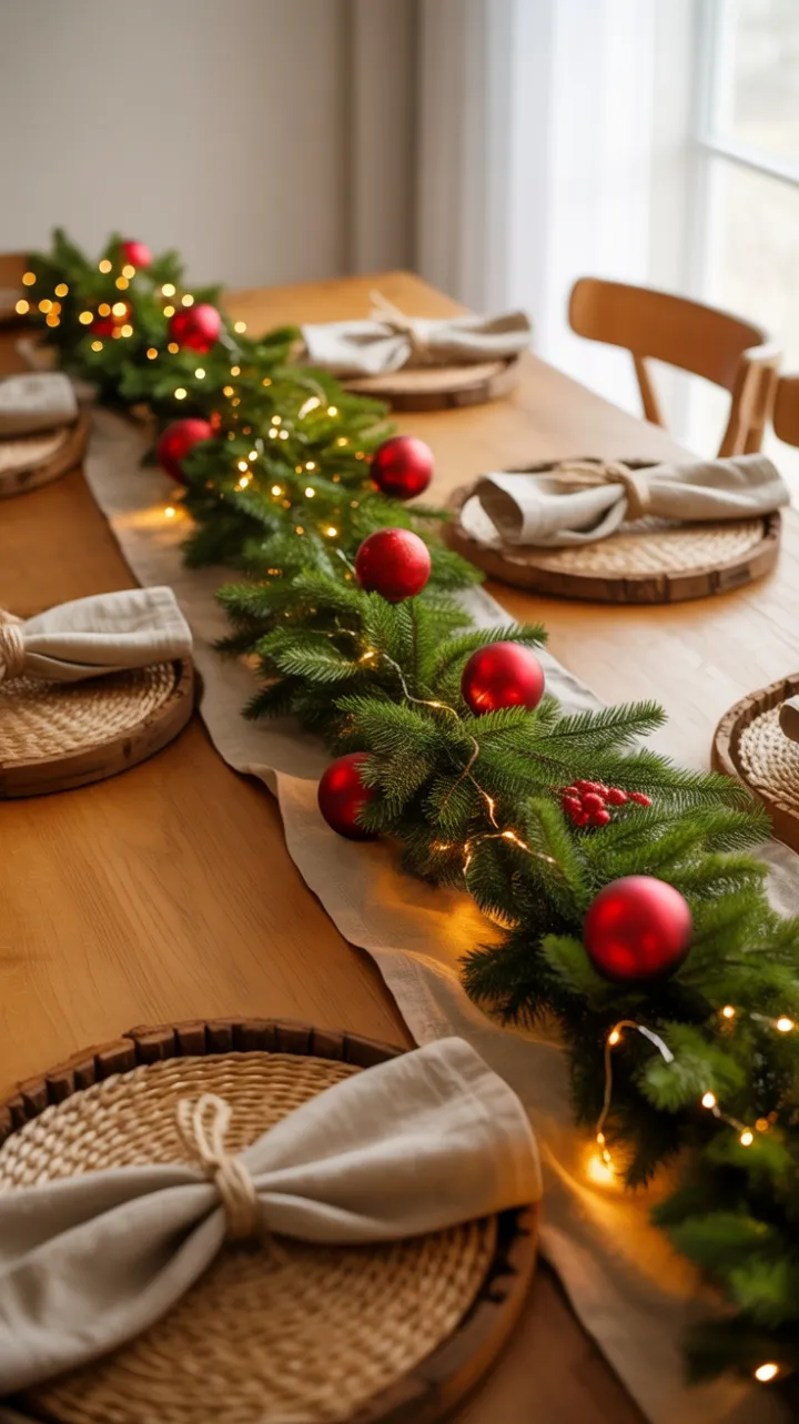 Cozy Christmas Table Wreathed in Twinkling Lights