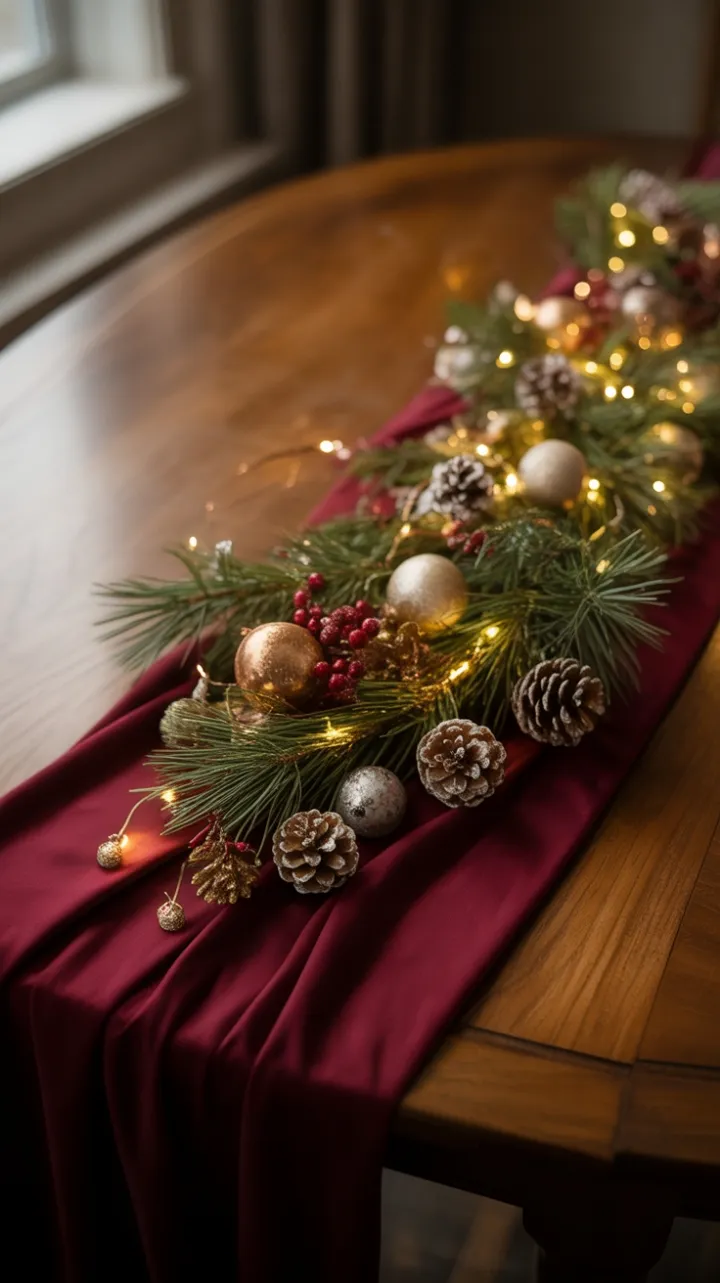 Cozy Burgundy Velvet Christmas Centerpiece