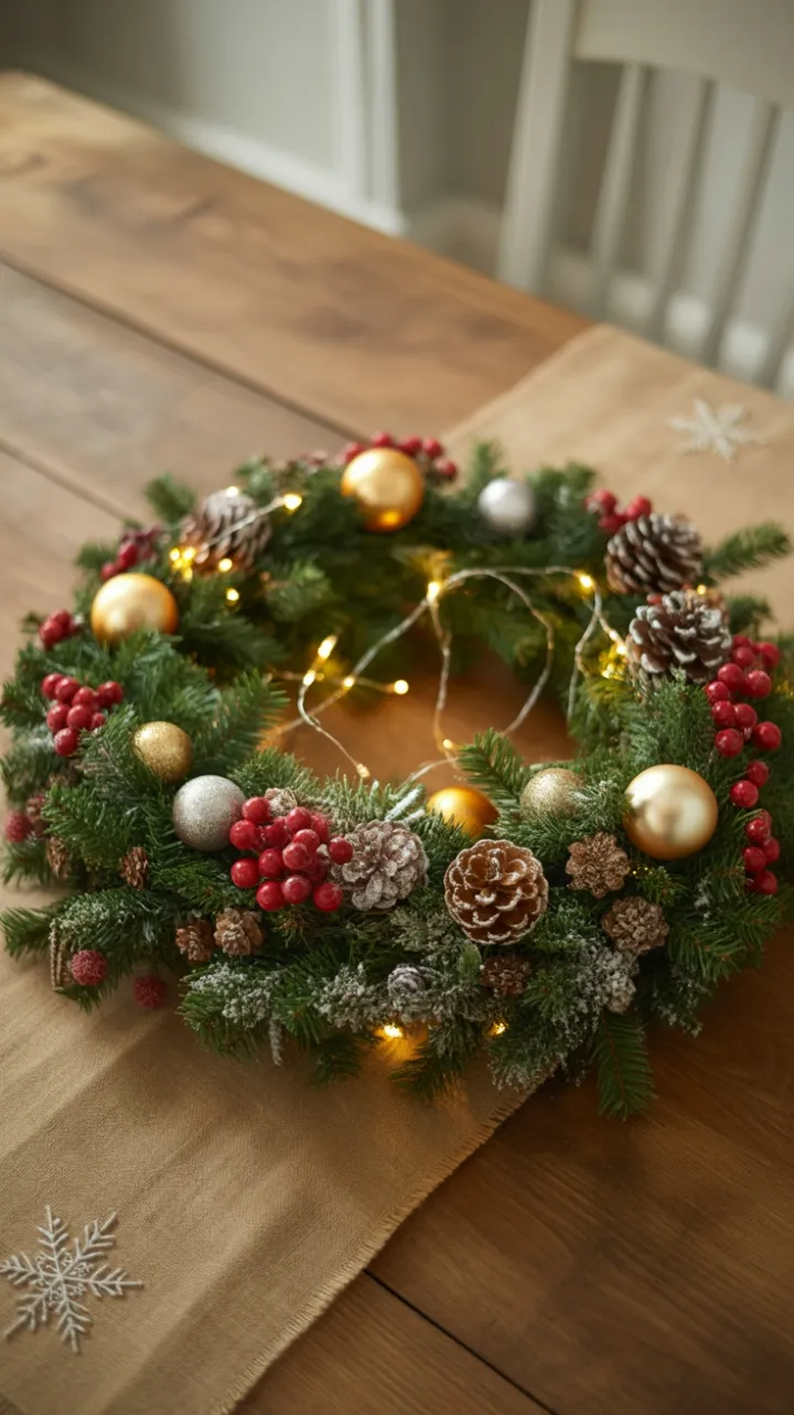 Cozy Rustic Christmas Centerpiece with Twinkling Lights