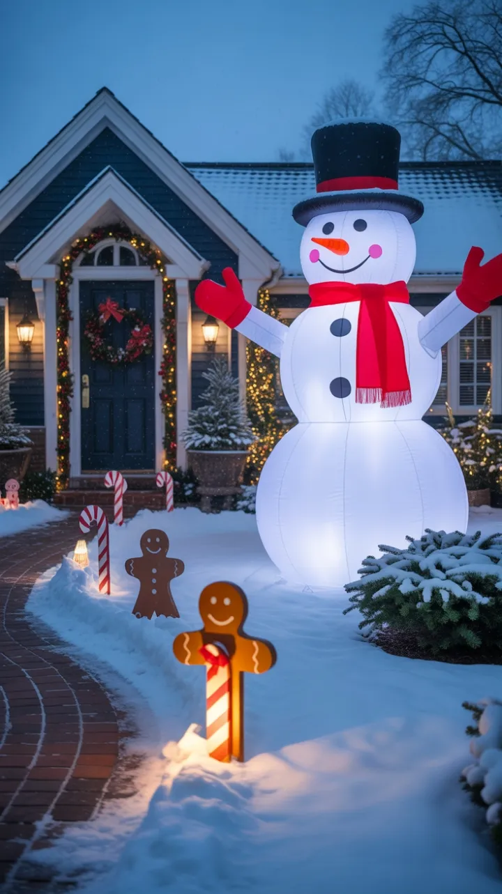 Whimsical Snowman Welcome in a Handcrafted Winter Wonderland