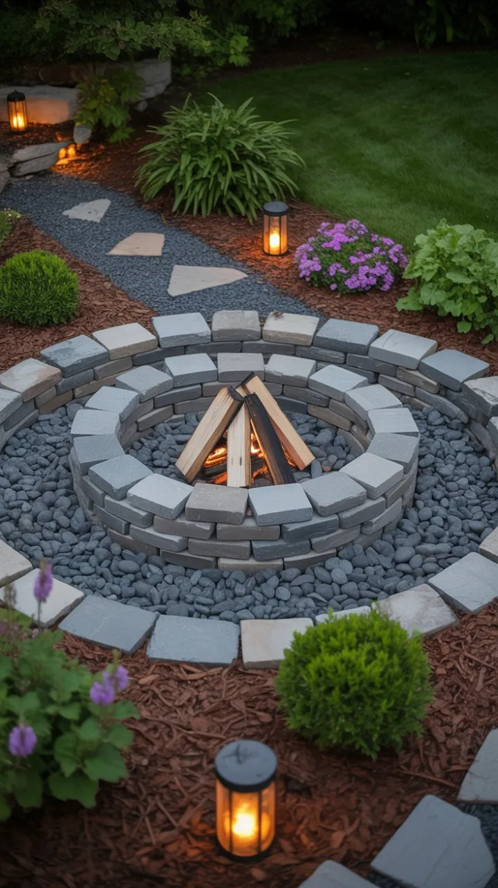 Moonlit Stone Circle Cozy Garden Fire Pit