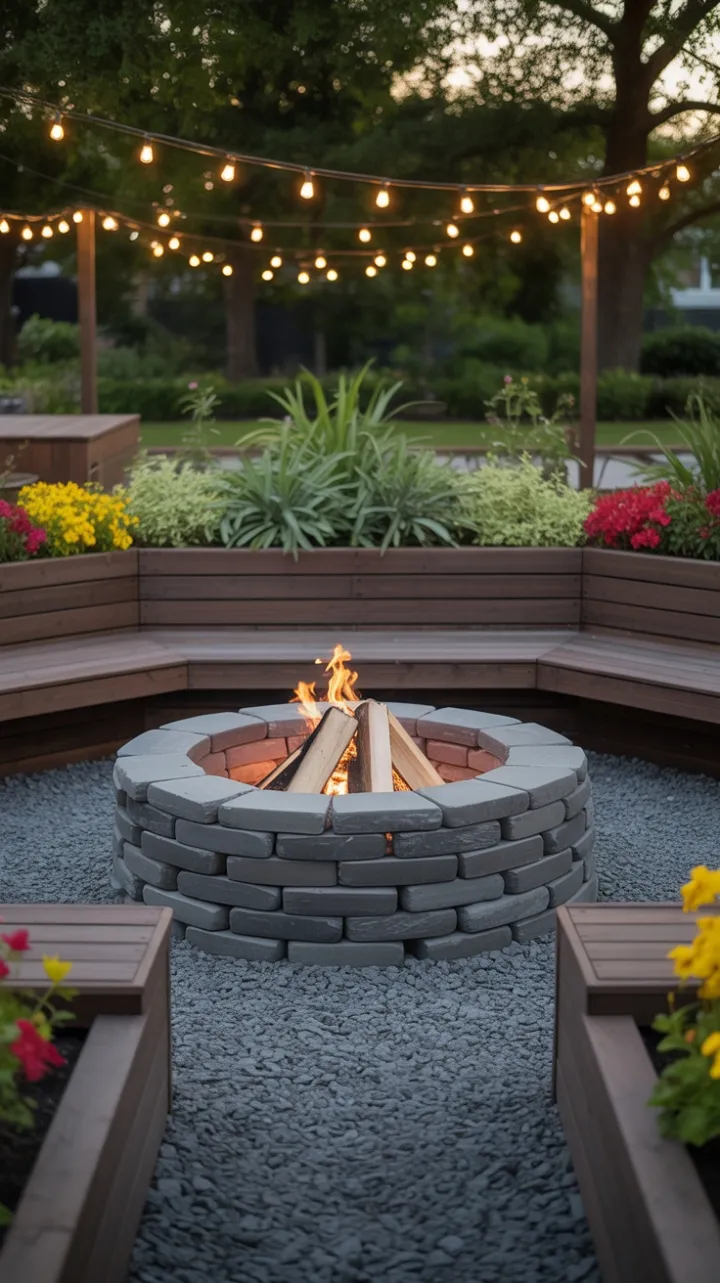 Golden-Hour Firepit Garden Retreat