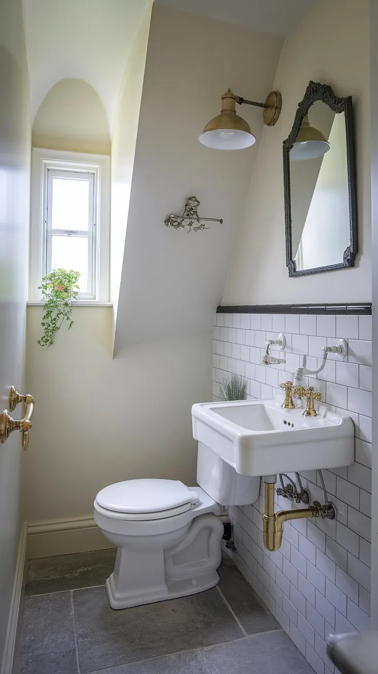 Elegant and efficient, this small downstairs toilet proves that even a powder room can be a design statement. Small powder room ideas don't get much better than this.