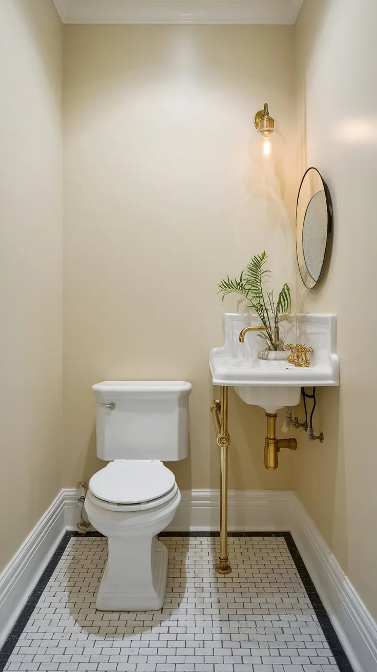 Elegant and efficient, this small downstairs toilet proves that even a powder room can be a design statement. Small powder room ideas don't get much better than this chic small half bathroom with its stylish wc decoration.