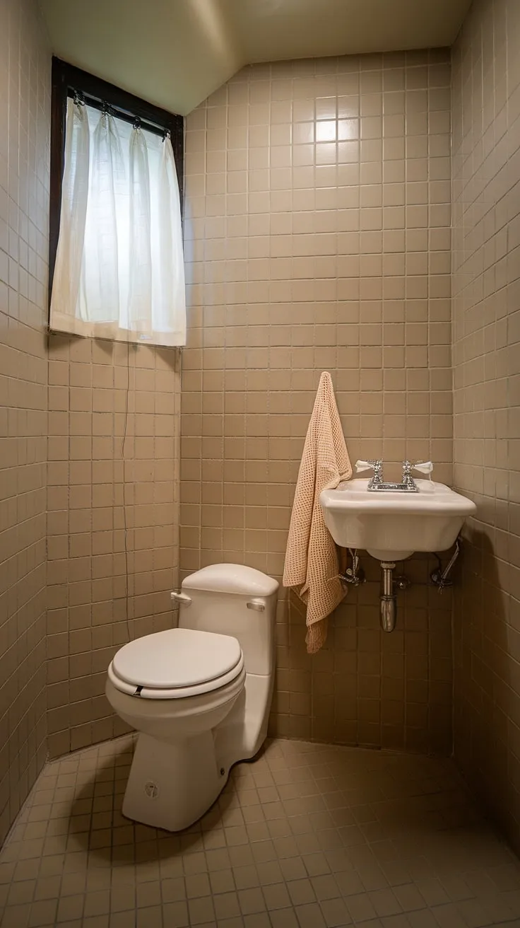 This small downstairs toilet, a perfectly functional powder room, proves that even a small half bathroom can be stylish. Small powder room ideas abound, but this wc decoration is a favorite.