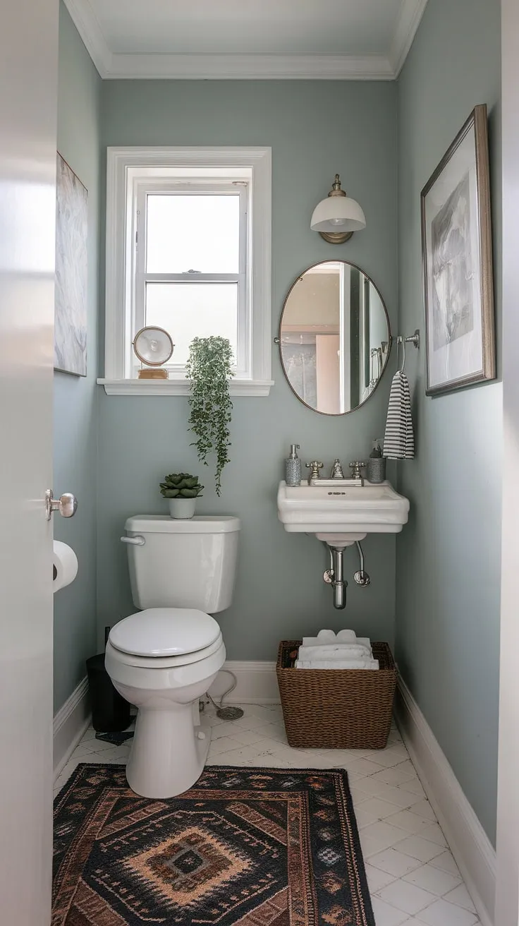 This small powder room, a perfectly appointed small downstairs toilet, showcases how wc decoration can transform a small bathroom. Get inspired by this small downstairs toilet design for your own small powder room ideas.