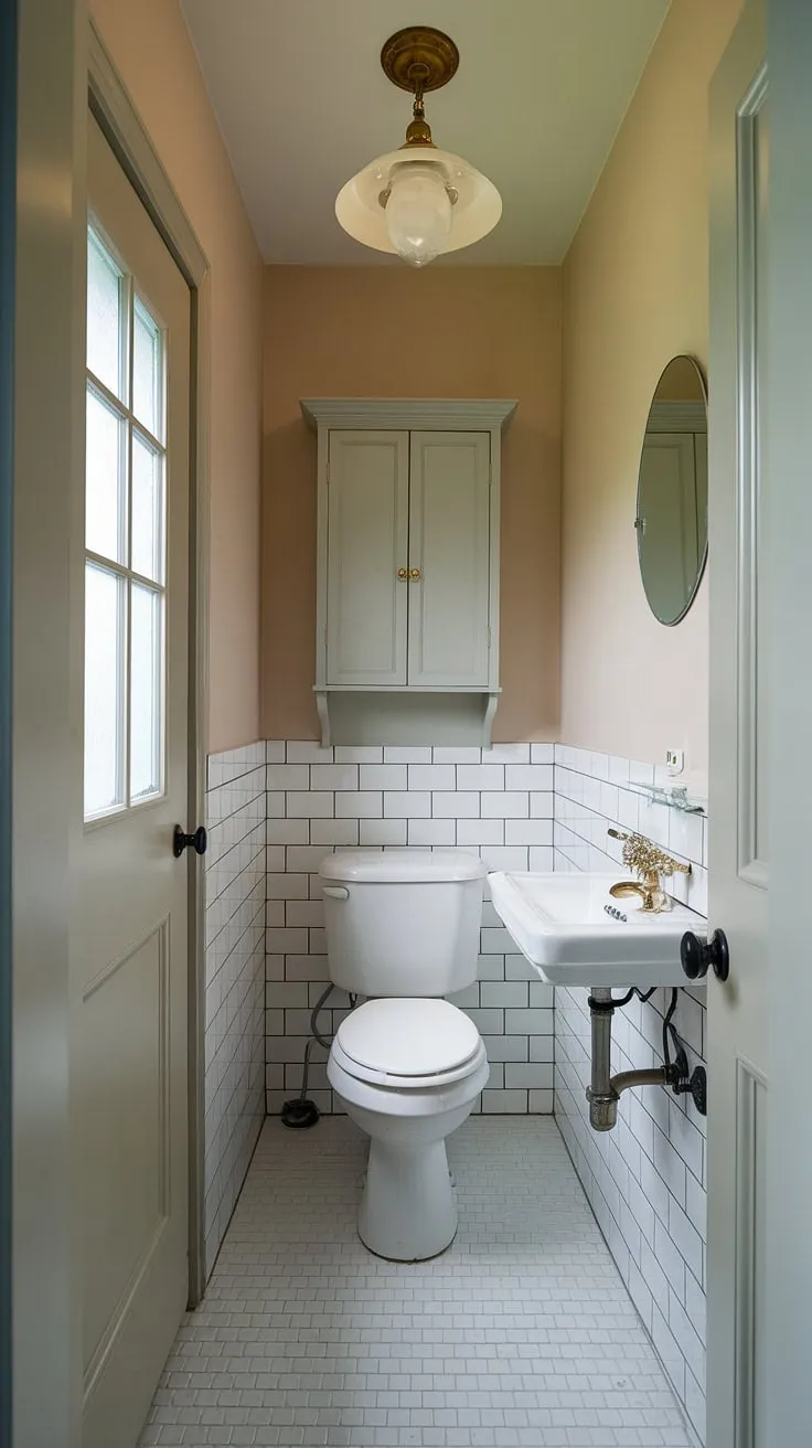 Elegant and efficient, this small downstairs toilet offers a touch of luxury. Perfect small powder bathroom ideas for maximizing space in a small bathroom or small half bathroom.