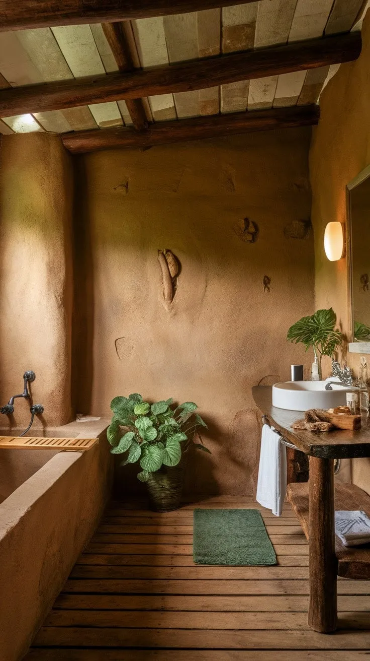 Discover tranquility in this rustic retreat, where stone walls and wooden floors invite you to unwind in a soothing atmosphere enriched by personal touches.