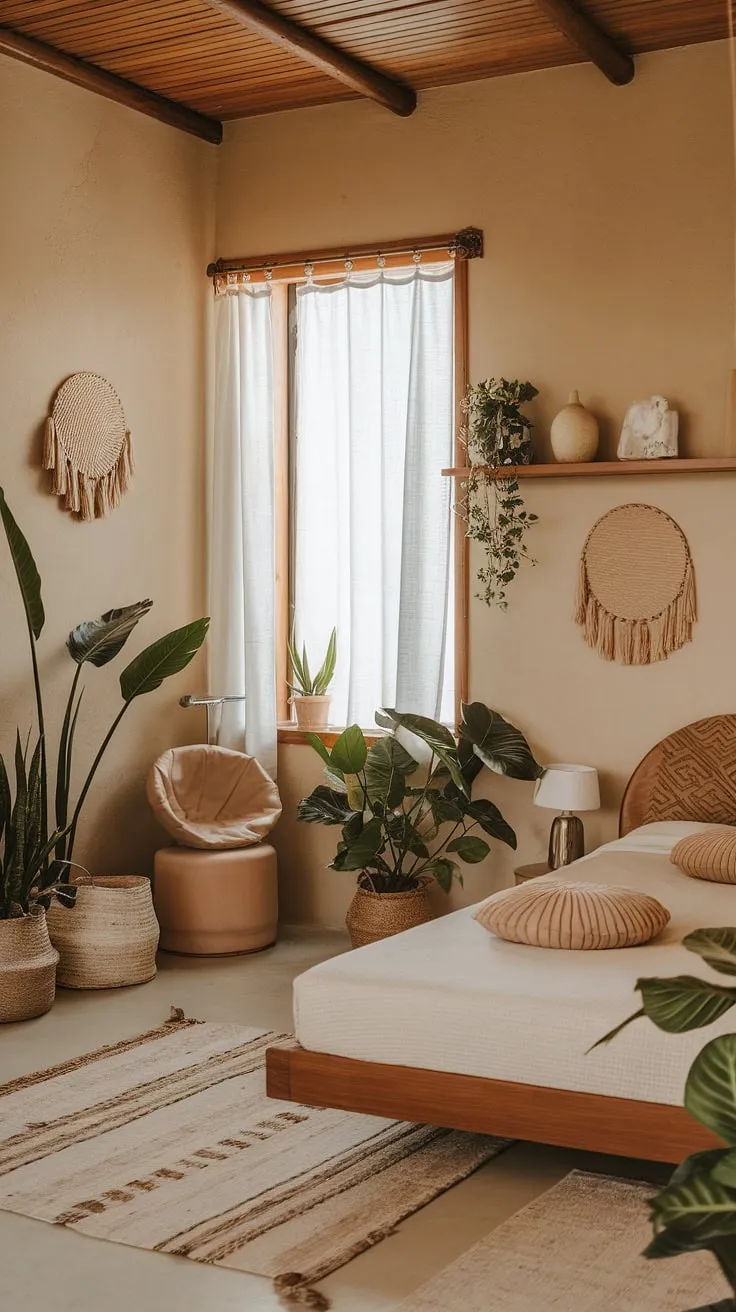 Transform your master bedroom with an earthy boho design featuring natural elements, cozy decor, and refreshing touches for a perfect bedroom remodel.