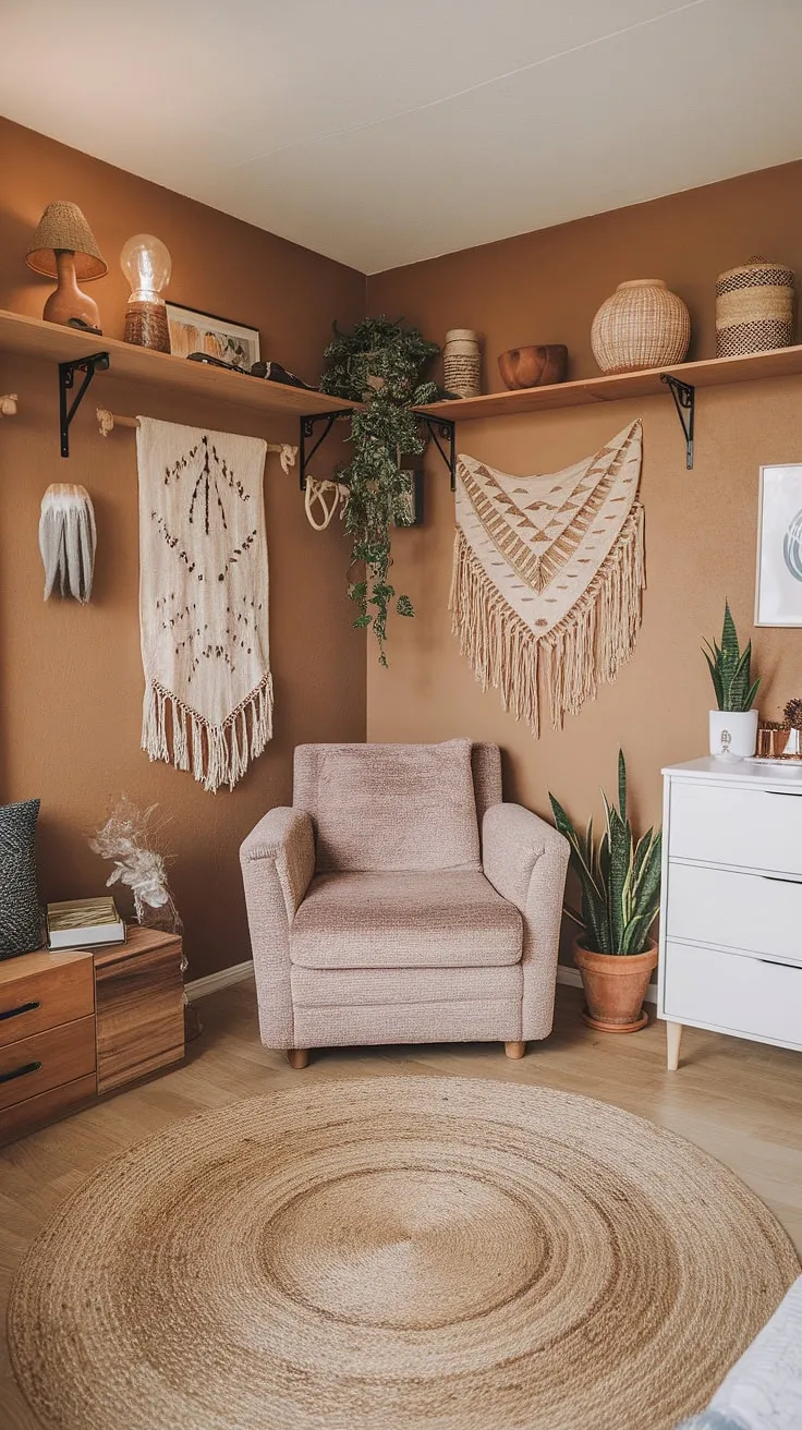 Transform your earthy dorm room into a cozy retreat with bohemian bedroom vibes, featuring natural decor and inviting elements for a stylish room redesign.
