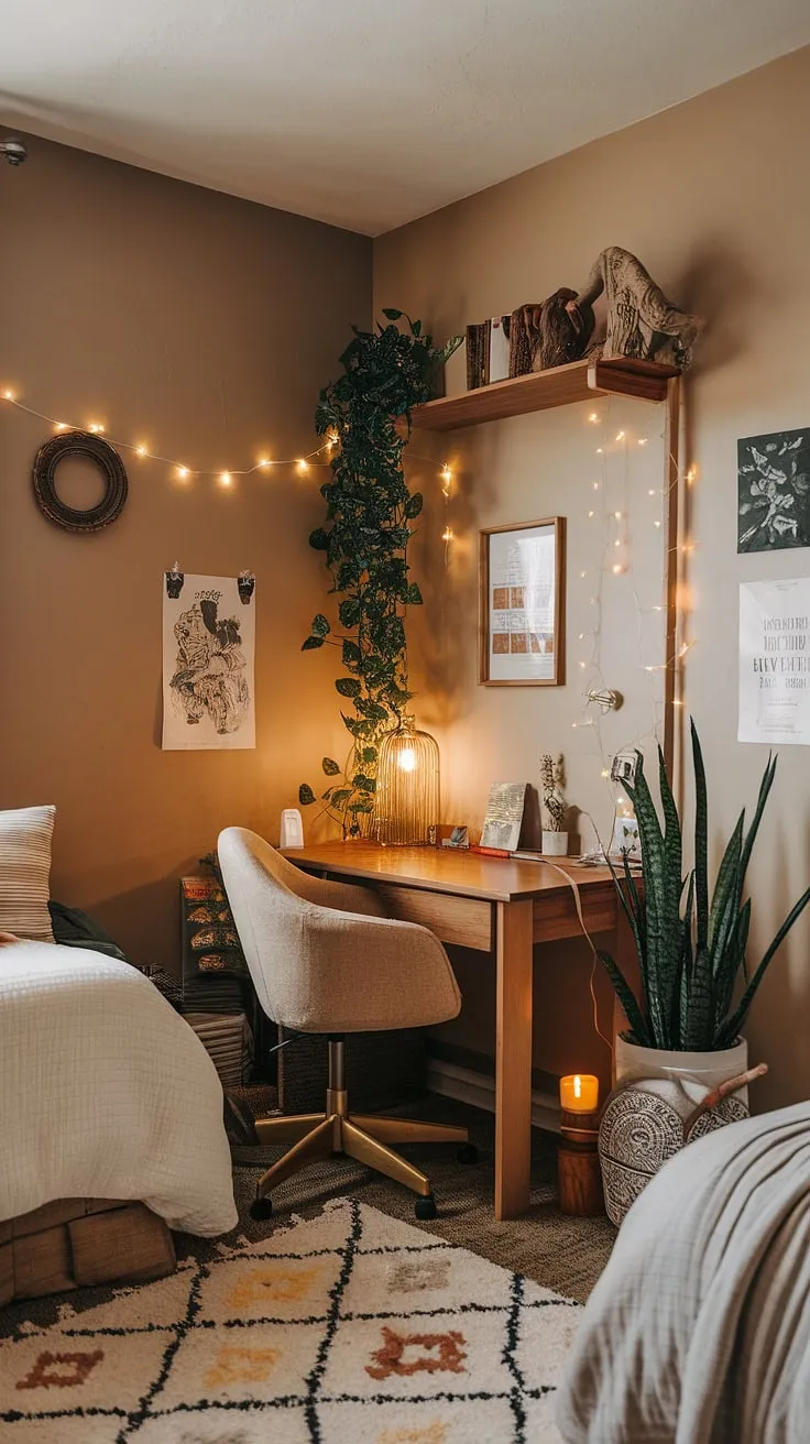 Redesign your bedroom with earthy tones and decor ideas that create inviting room vibes, featuring plants, warm lighting, and stylish furnishings.