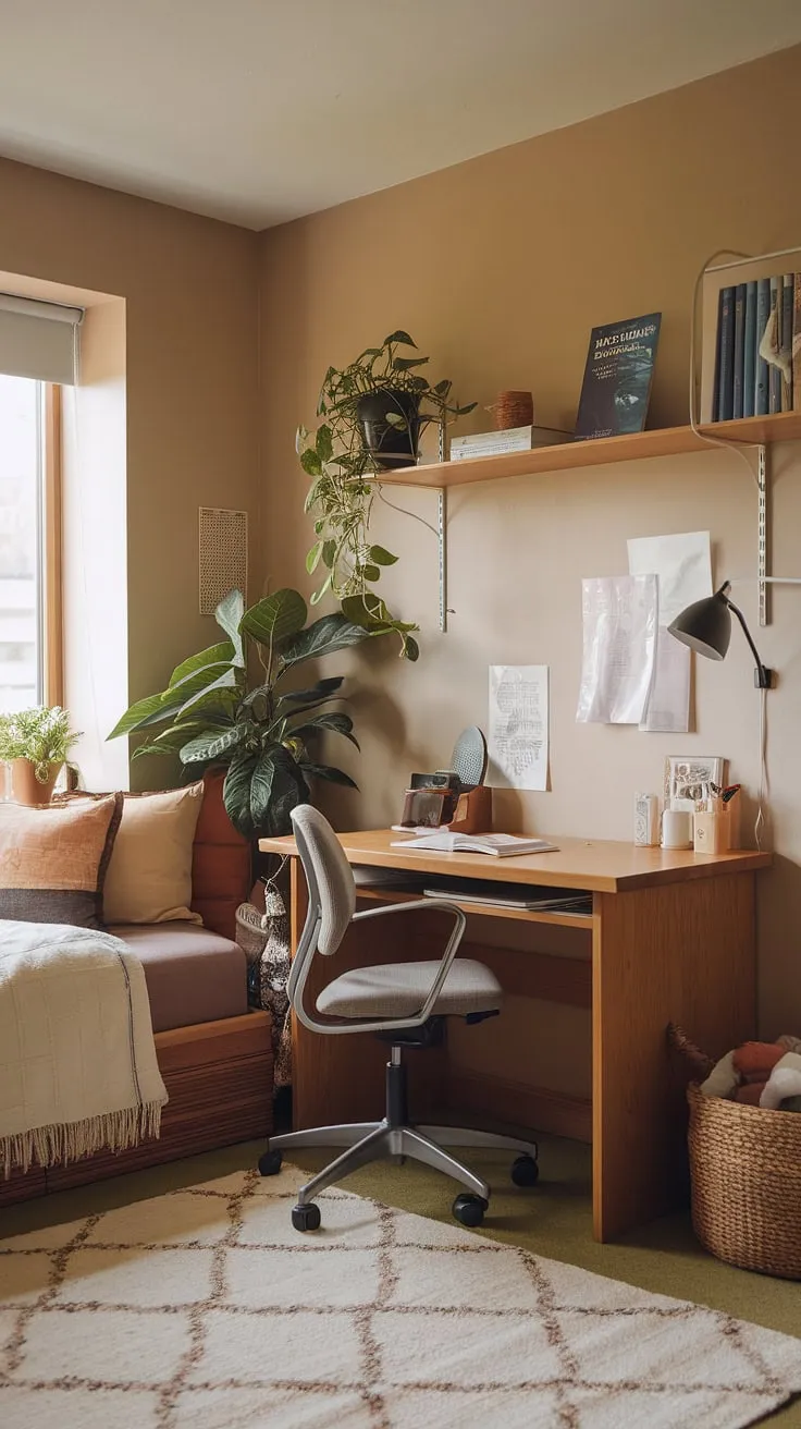 Transform your space with earthy dorm room decor that enhances bedroom vibes through warm colors, natural elements, and cozy furnishings.