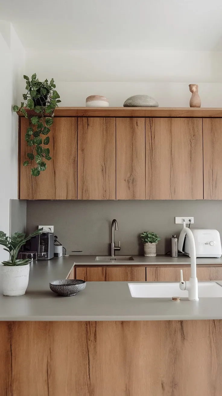 With its earthy tones and sleek elements, this modern minimalist kitchen serves as perfect inspiration for the latest kitchen design trends.