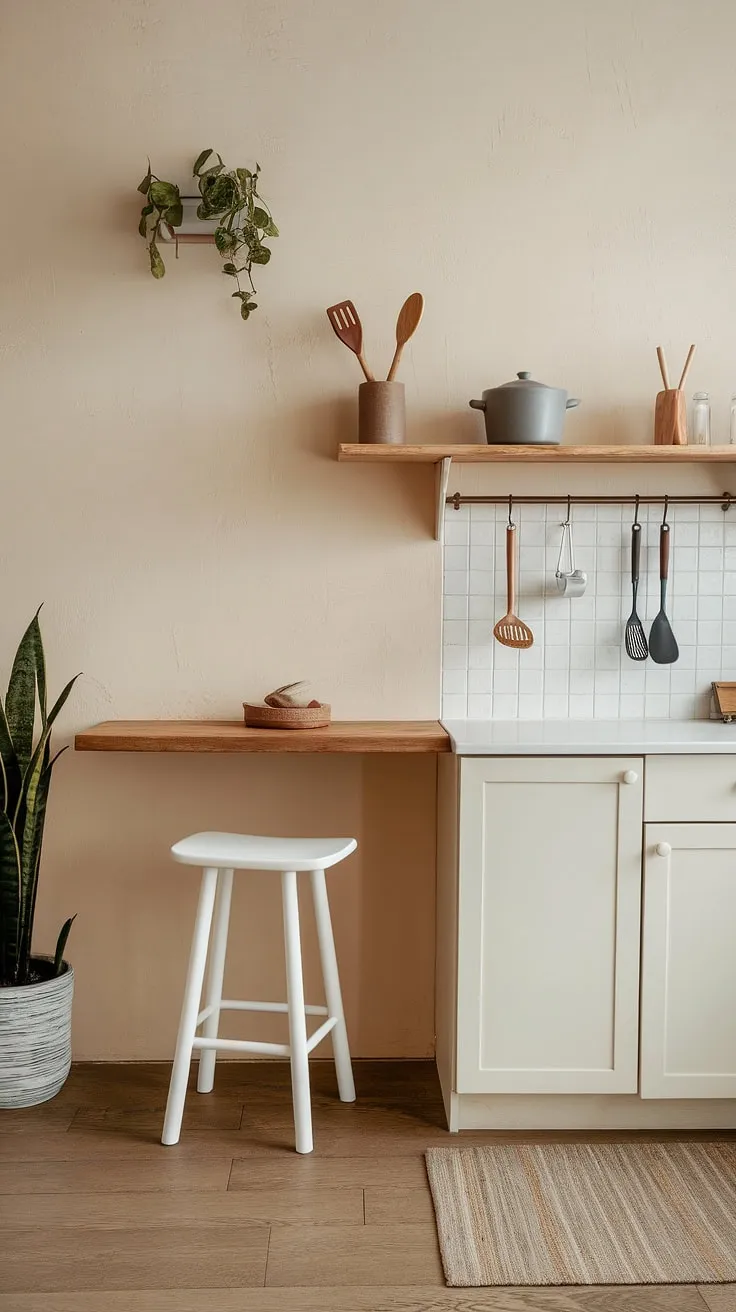 With its bright ambiance and earthy elements, this modern minimalist kitchen exemplifies the latest kitchen design trends while offering a fresh take on minimalist decor.