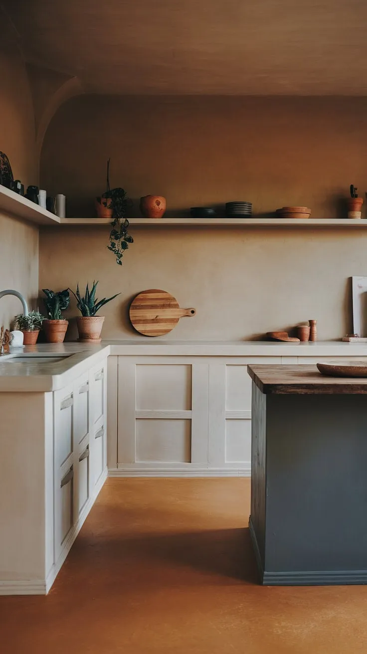 With its earthy hues and sleek design, this trendy minimalist kitchen showcases the latest in kitchen inspiration and modern kitchen design trends.