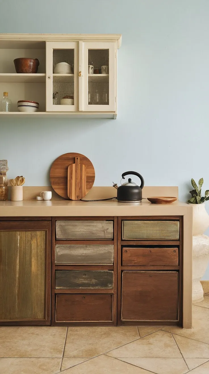 With its earthy palette and sleek design, this trendy modern minimalist kitchen exemplifies the latest kitchen design trends while offering a fresh take on minimalist kitchen aesthetics.