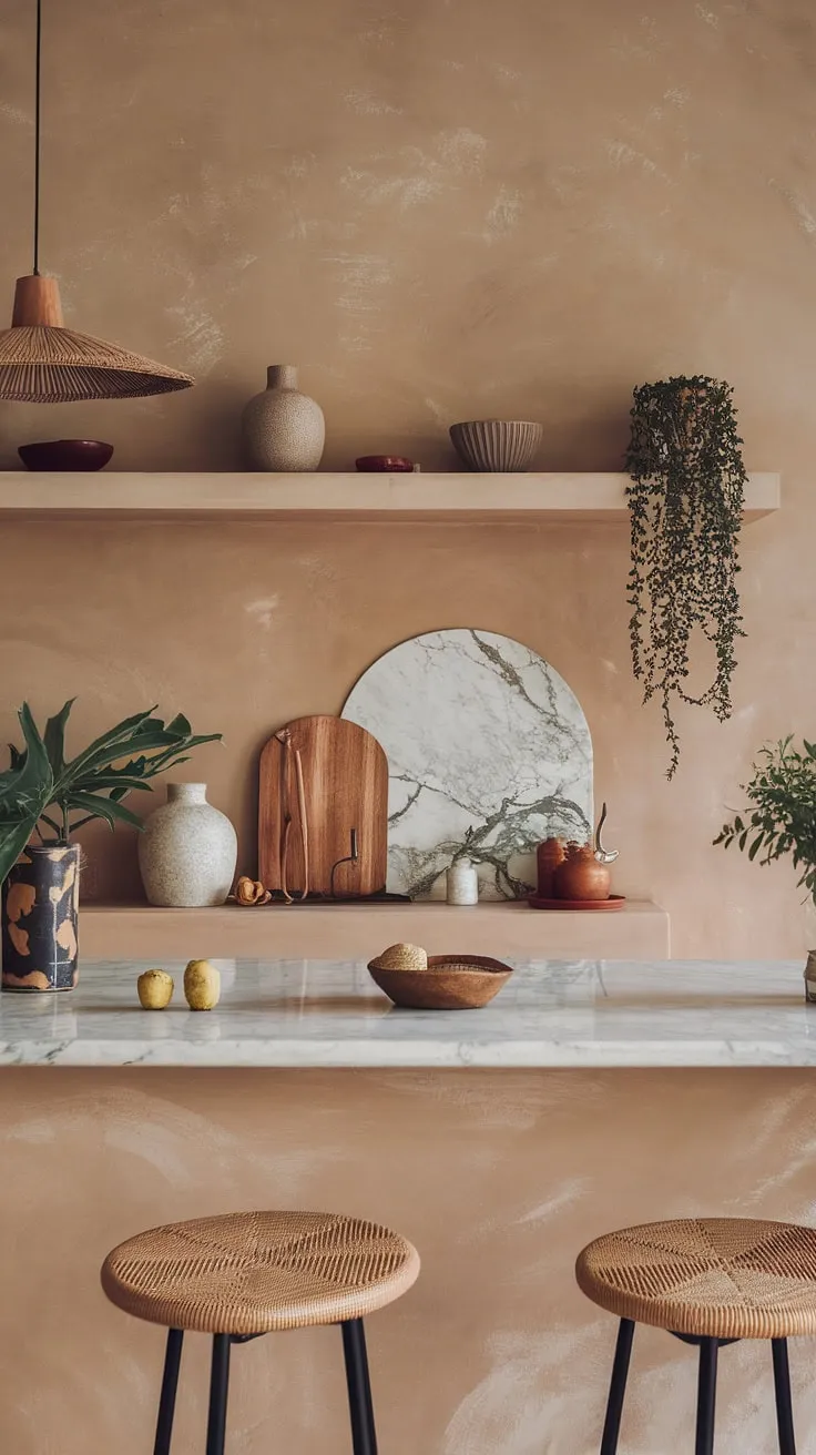Capturing the essence of minimalist decor, this earthy kitchen blends modern aesthetics with functional beauty, making it a perfect source of kitchen inspiration.