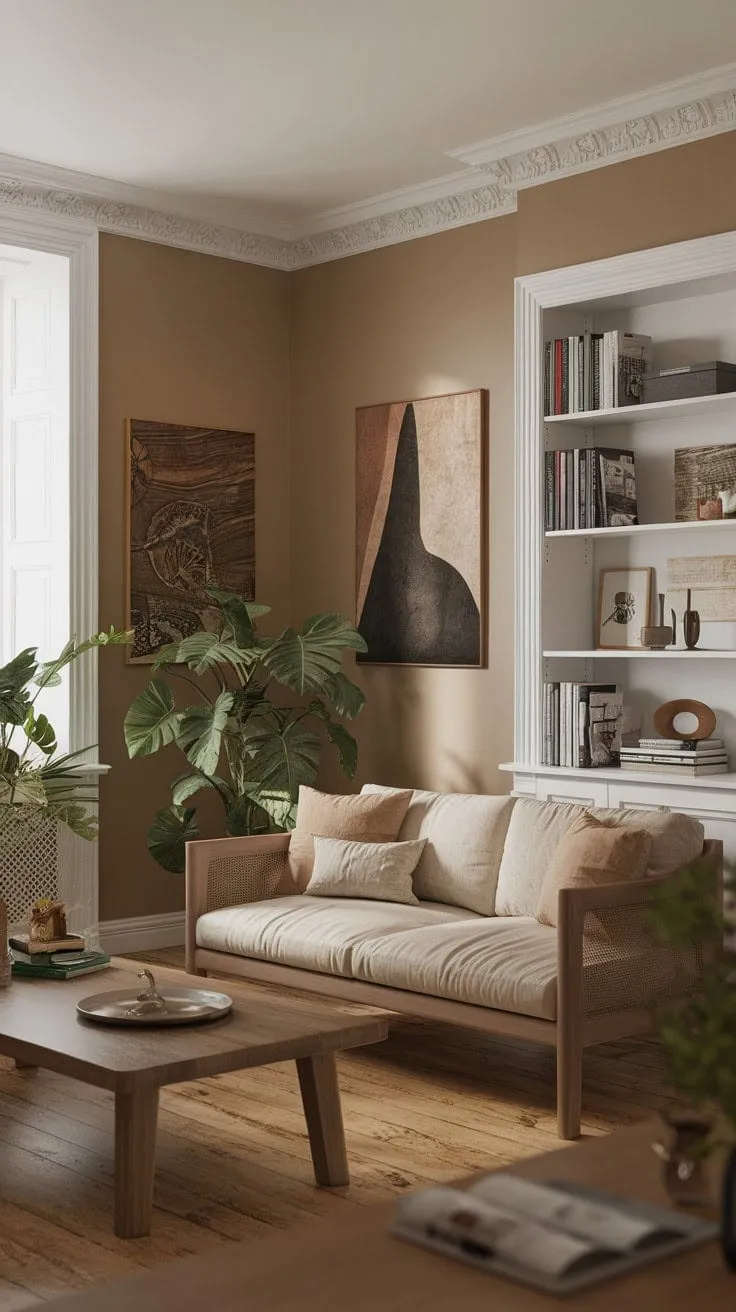 Sunlight dances through the window, casting a warm glow on a cozy living room that cradles cherished memories and invites serene moments of relaxation.