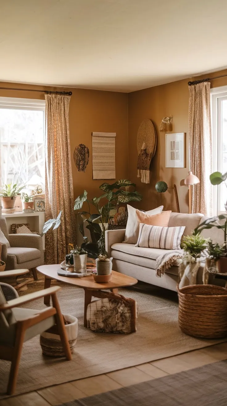 With its minimal furniture and personal touches, this inviting space showcases the essence of cozy living room design and apartment aesthetic, ideal for those seeking a tranquil cottagecore vibe.