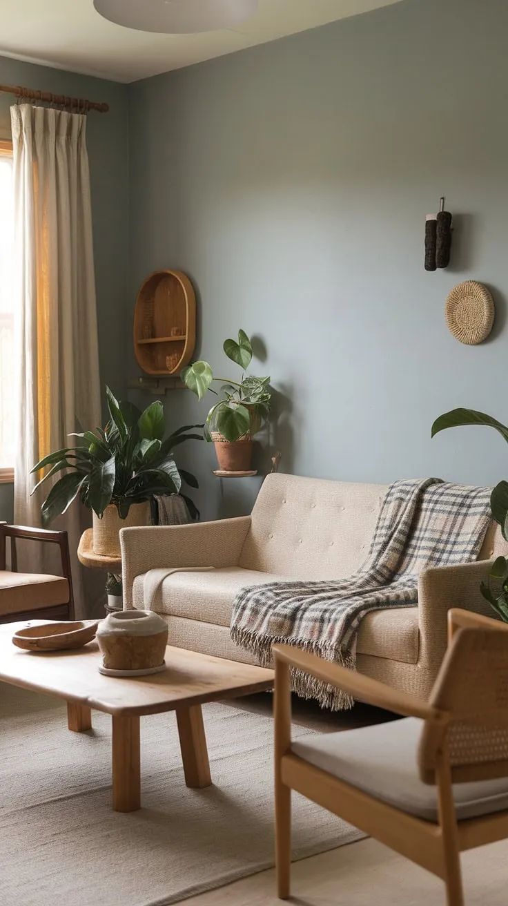 Transform your apartment vibes with this cozy, earthy living room design that captures the essence of cottagecore living through quiet minimalism and thoughtful decor inspiration.