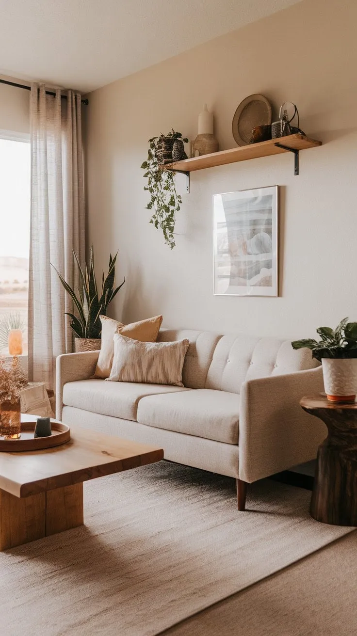 This charming desert retreat offers first-time homebuyers a stunning blend of earthy modern design and serene comfort in a perfectly sized package.