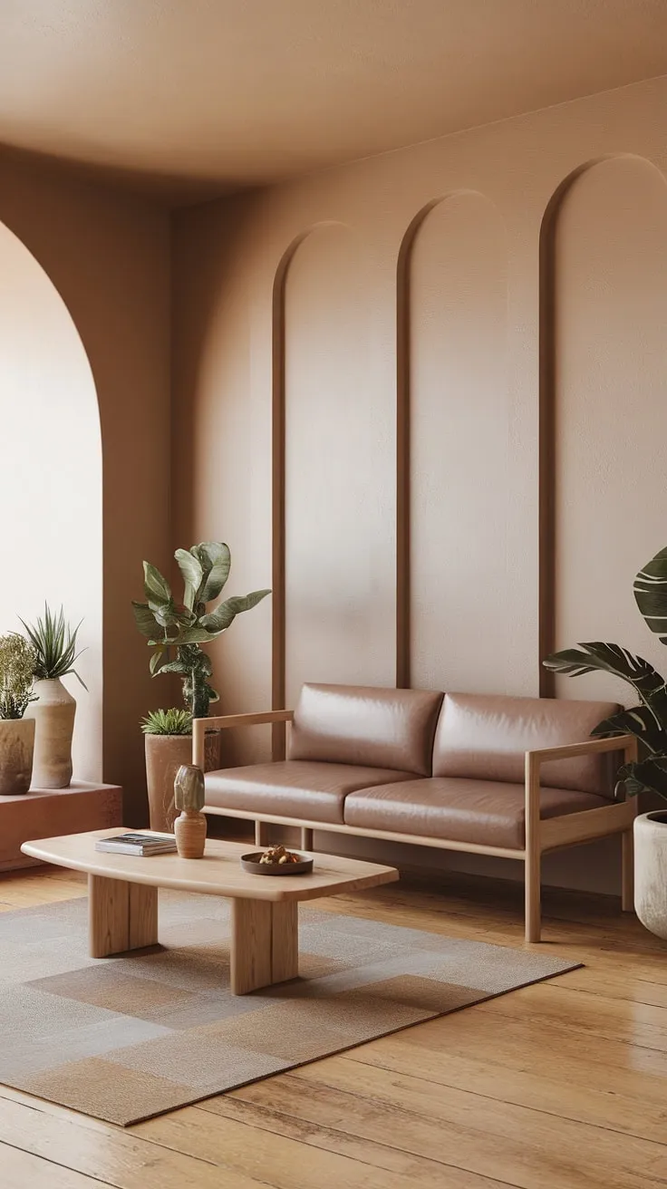 Featuring a cozy layout with light wood furniture and potted plants, this space offers inspiring first home decor ideas and earthy decor for a stylish apartment.