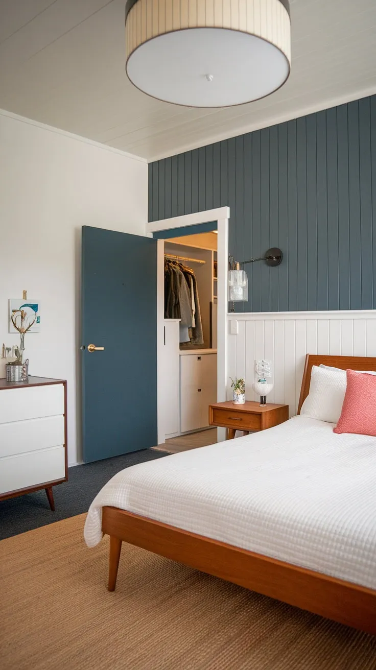 A mid-century modern main bedroom that dreams are made of. This space seamlessly merges mid-century modern design with cottagecore aesthetics, creating a serene and stylish mid-century Scandinavian bedroom, ideal for guests or as a peaceful master suite.