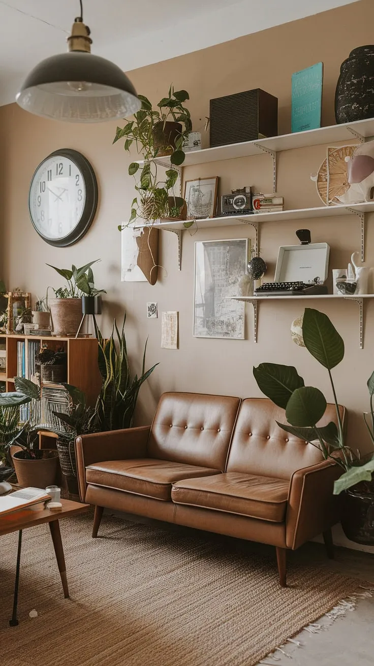 This eclectic home office, a vibrant blend of mid-century office ideas and bohemian flair, proves that even a tiny home office can be a maximalist masterpiece.  The academic design elements perfectly complement the graphic design workflow, creating a study room bursting with personality.