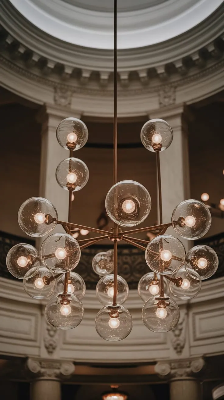 A breathtaking display of artistry and illumination. This stunning chandelier, with its cascading glass globes, transforms the space into a haven of sophisticated charm. A true centerpiece, it commands attention and sets the tone for an evening of refined elegance.
