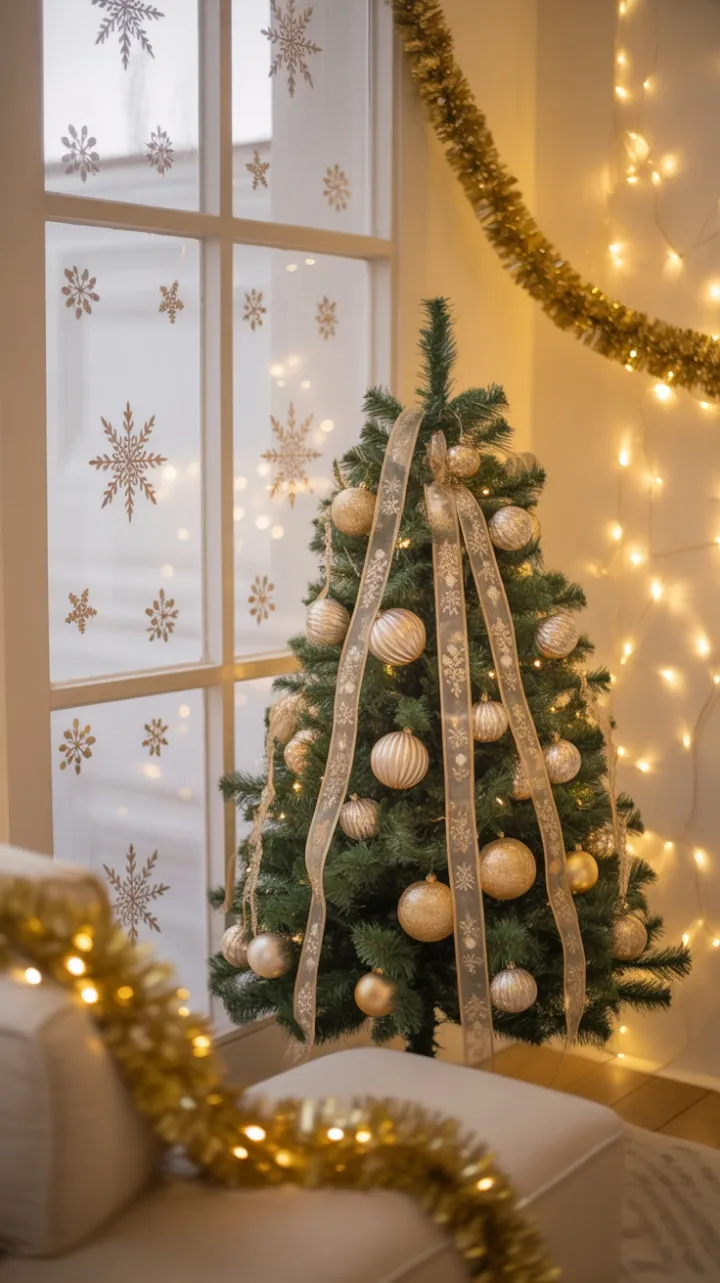Golden Glow Modern Christmas Living Room