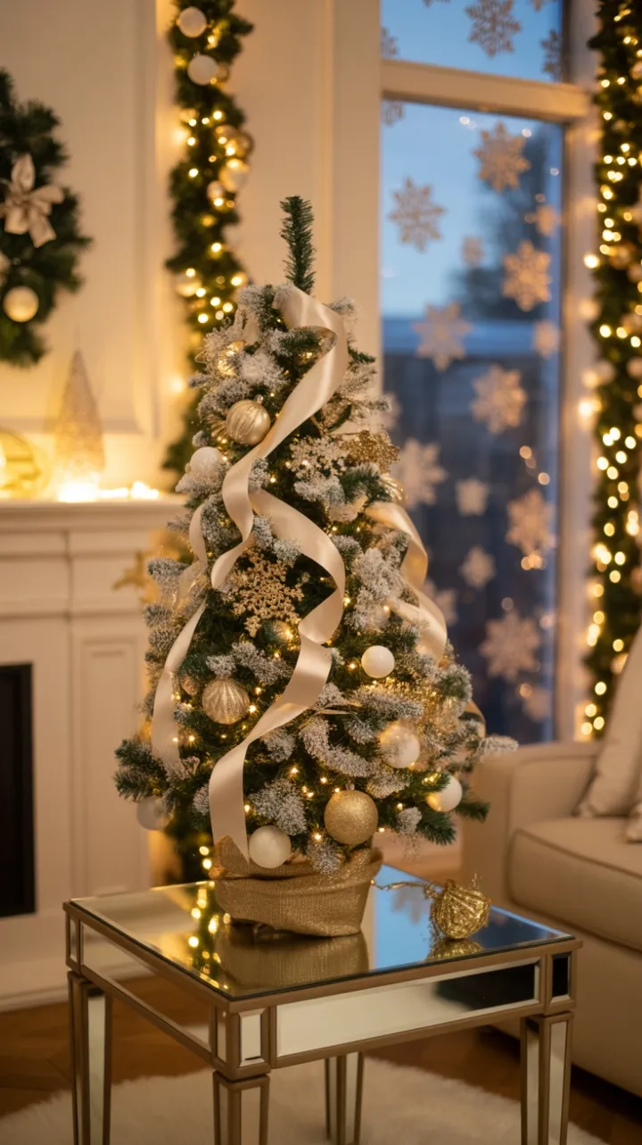 Gilded Holiday Sanctuary with a Petite Crystal‑Trimmed Tree