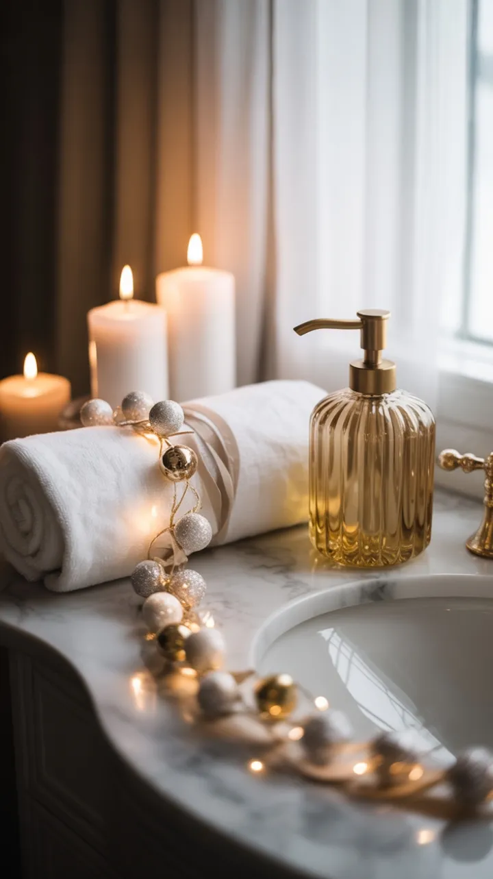 Gilded Christmas Glow on Pristine Marble