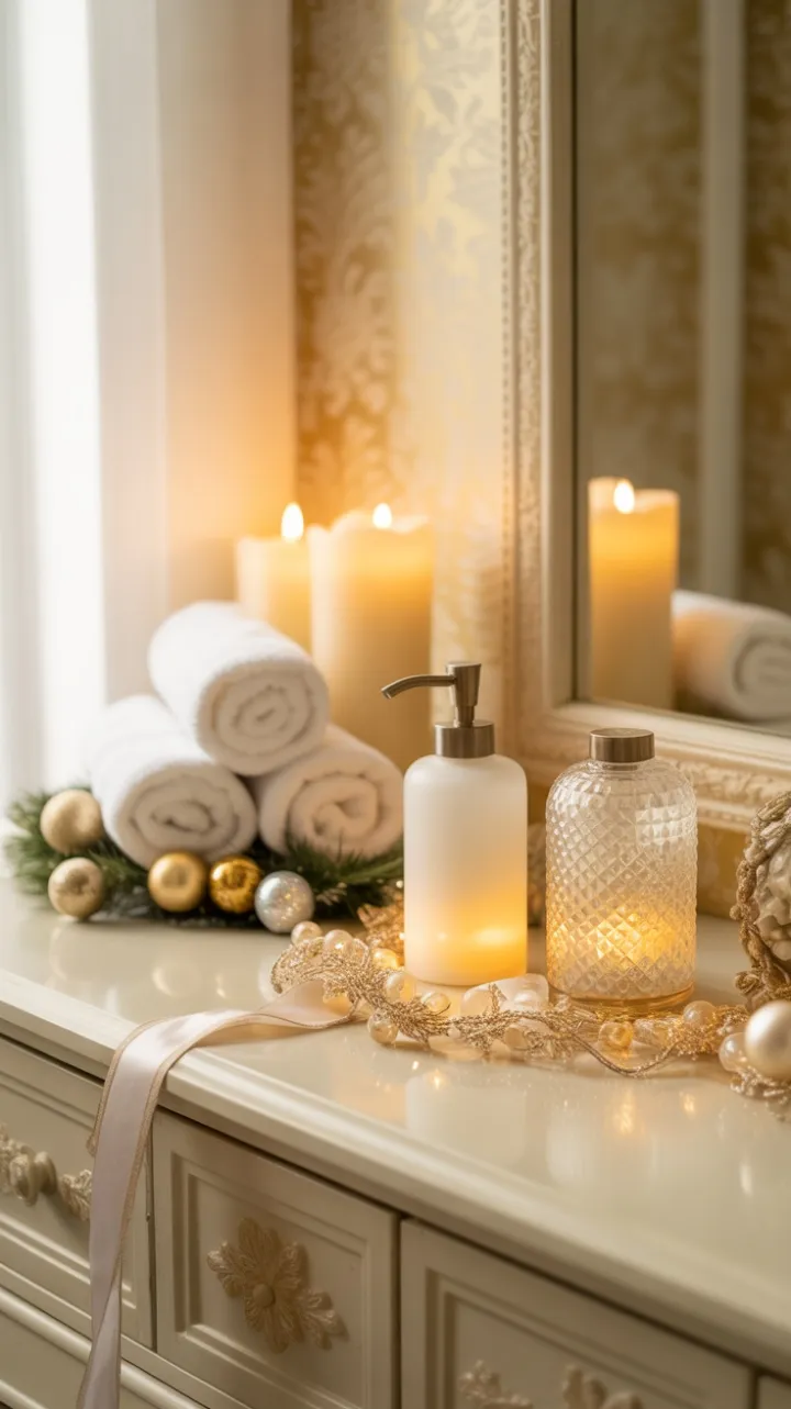 Gilded Holiday Serenity on a Luxurious Vanity