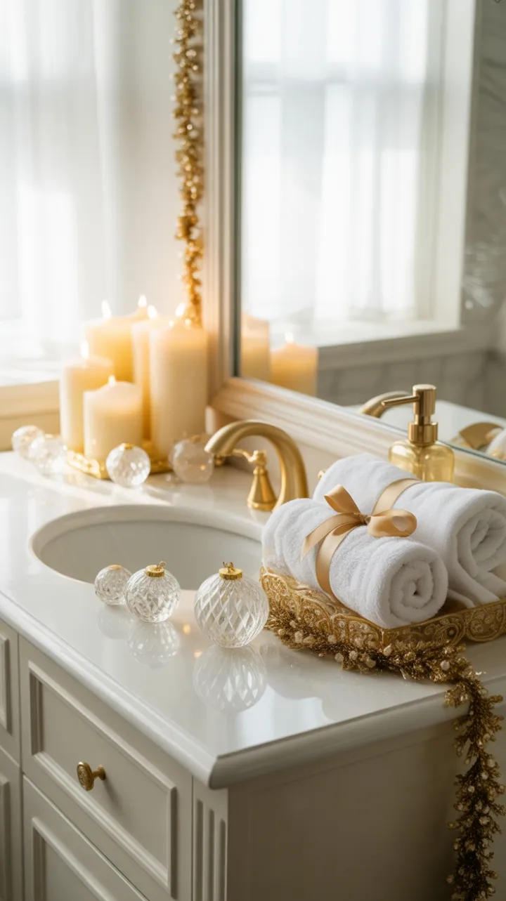 Gilded Holiday Serenity on a Marble Vanity