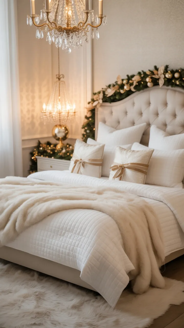 Gilded Holiday Slumber in an Elegant Christmas Bedroom