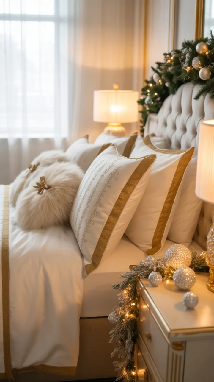 White and Gold Christmas Bed of Crystal Dreams