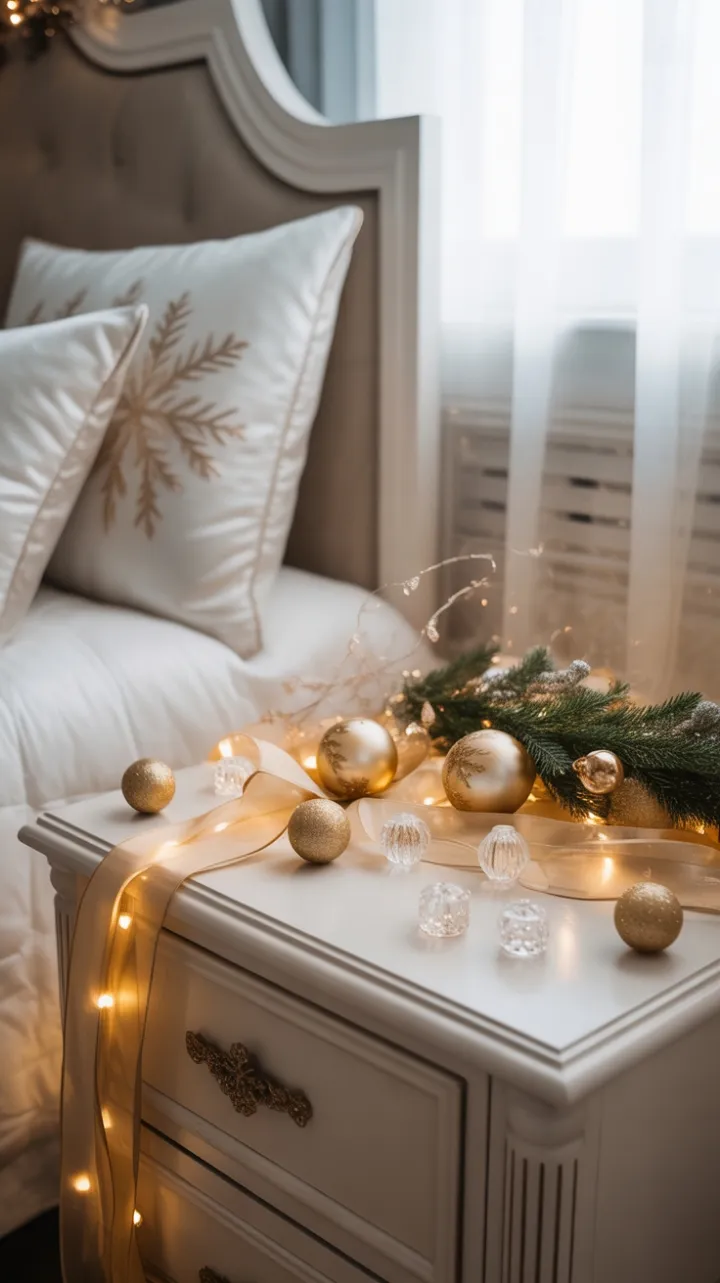 Golden Glow on a Christmas Nightstand