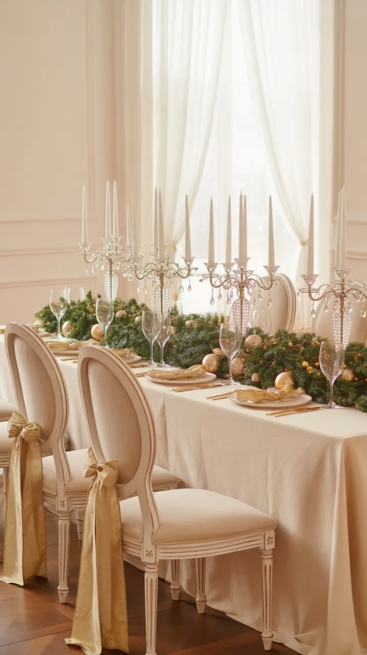 Gilded Christmas Table Bathed in Crystal Light